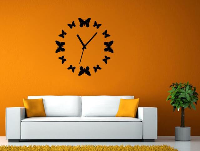 Clock Butterfly's Watch Nature Flying Wall Window Sticker Decal Vinyl Silhouette Decor L1899 - image 1