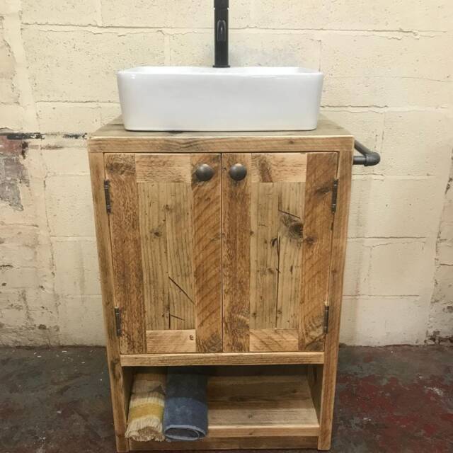Salisbury -Handmade Reclaimed Timber Bathroom Vanity Unit - Rustic Wooden Cabinet With Sink, Custom Sizes - image 1