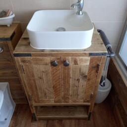 Salisbury -Handmade Reclaimed Timber Bathroom Vanity Unit - Rustic Wooden Cabinet With Sink, Custom Sizes - thumbnail 3