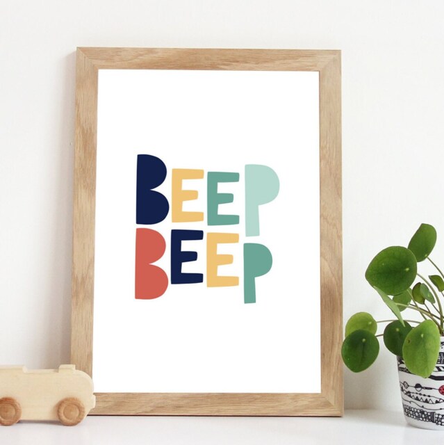 Car Nursery Prints, & Vehicles Boys Bedroom Decor, Playroom Wall Art, Beep Beep, Vroom Print - image 1