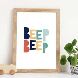 Car Nursery Prints, & Vehicles Boys Bedroom Decor, Playroom Wall Art, Beep Beep, Vroom Print - thumbnail 1