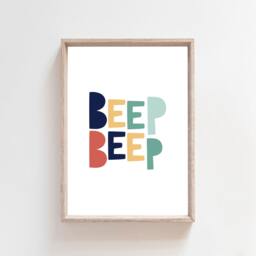 Car Nursery Prints, & Vehicles Boys Bedroom Decor, Playroom Wall Art, Beep Beep, Vroom Print - thumbnail 2