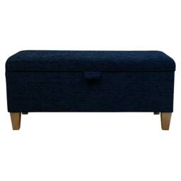 Navy Boucle Storage Bench - Blue Bedroom Ottoman Handmade in Britain - thumbnail 3