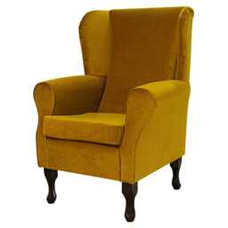 Aquavelvet Ochre Handmade Wingback Armchair - Washable Upholstered Fireside Chair Made To Order in Britain - thumbnail 3