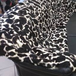 Real Rabbit Fur Blanket Throw Black & White, Home Warmer - thumbnail 2