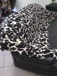 Real Rabbit Fur Blanket Throw Black & White, Home Warmer - thumbnail 1