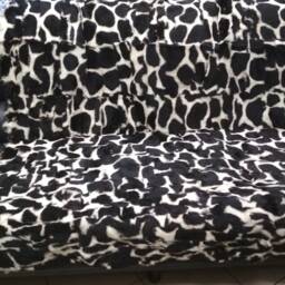 Real Rabbit Fur Blanket Throw Black & White, Home Warmer - thumbnail 4