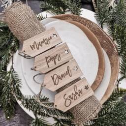 Personalised Christmas Place Name Gift Tag Wooden Decoration - thumbnail 1