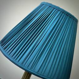 Slate Blue Pleated Lampshade Handmade Fabric, British Made - thumbnail 3