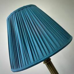 Slate Blue Pleated Lampshade Handmade Fabric, British Made - thumbnail 2