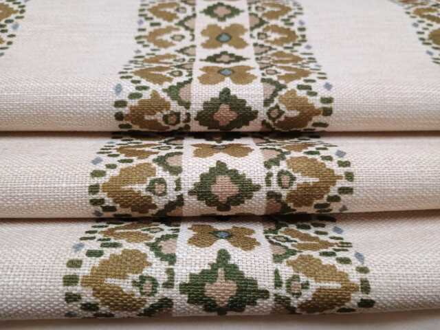 Jalal Jacquard Olive/Sage Green Stripe Roman Blind Sample. Composition Recycled Polyester - image 1