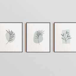 Neutral Abstract Floral Prints - Set Of 3, Green Grey, Boho Wall Art, Living Room Prints, Bedroom Bathroom - thumbnail 2