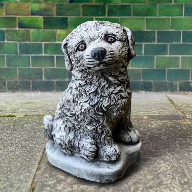 Concrete Cute Puppy Statue Cement Dog Sculpture Outdoor Memorial Pet Figurine Stone Lawn Ornament Handmade Garden Decor Dog Art Gift - image 1