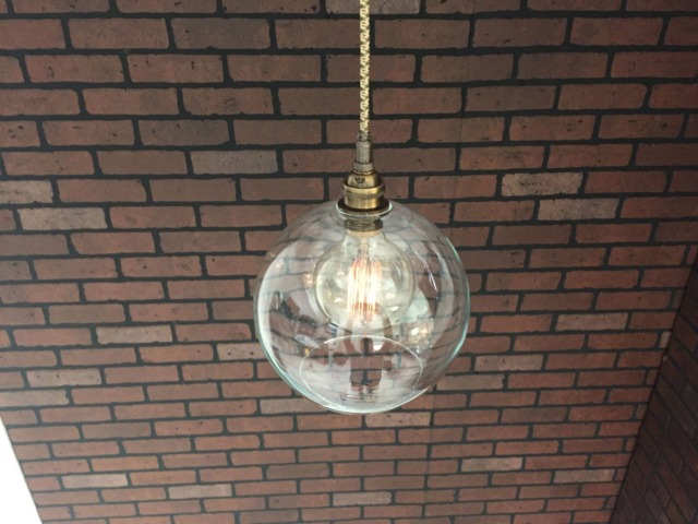 "Industrial Pendant Light -Antique Brass 8"" Glass Open Globe Shade with Patented ""Huila Electrical Connectors" - image 1