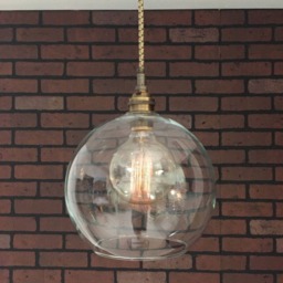 "Industrial Pendant Light -Antique Brass 8"" Glass Open Globe Shade with Patented ""Huila Electrical Connectors" - thumbnail 2