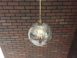"Industrial Pendant Light -Antique Brass 8"" Glass Open Globe Shade with Patented ""Huila Electrical Connectors" - thumbnail 1