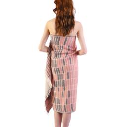 Light Coral Stone Jacquard Turkish Cotton Beach Towel, Personalized Bridesmaid Gift, Wedding Peshtemal, Handwoven Bath Towel - thumbnail 2