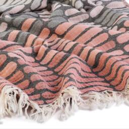 Light Coral Stone Jacquard Turkish Cotton Beach Towel, Personalized Bridesmaid Gift, Wedding Peshtemal, Handwoven Bath Towel - thumbnail 3