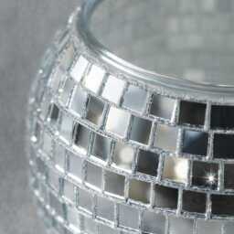 Disco Ball Candle Holder 5cm - Mini Mirror Mosaic Tealight Silver Party Table Decor Y2K Glam Home Accent Personalised Option - thumbnail 3