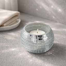 Disco Ball Candle Holder 5cm - Mini Mirror Mosaic Tealight Silver Party Table Decor Y2K Glam Home Accent Personalised Option - thumbnail 2