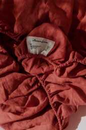 Linen Fitted Sheet in Terracotta. Deep Linen