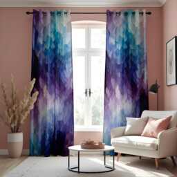 Watercolor Purple & Blue Gradient Curtain, Abstract Brushstroke Drape, Vibrant Window Treatment, Boho Modern Living Room Curtain - thumbnail 3