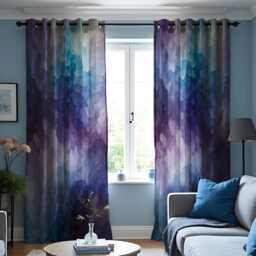 Watercolor Purple & Blue Gradient Curtain, Abstract Brushstroke Drape, Vibrant Window Treatment, Boho Modern Living Room Curtain - thumbnail 2