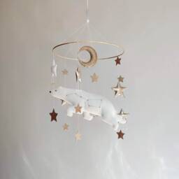 Polar Bear Baby Mobile Space Nursery Decor With Stars & Moon - thumbnail 1