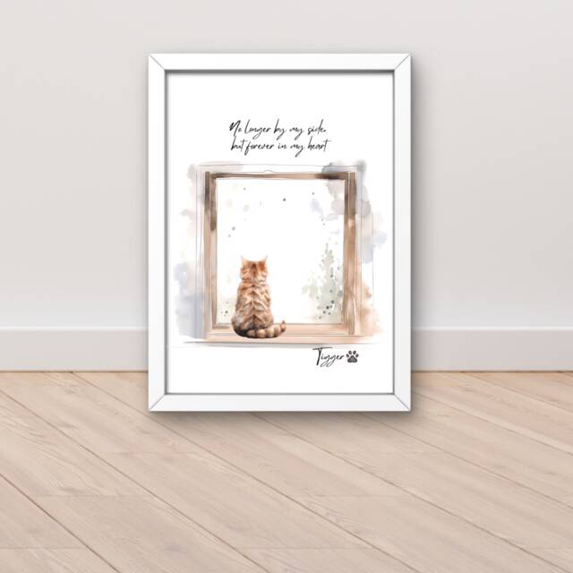 Cat Memorial Gift, Personalised Pet Sympathy Loss Custom Bereavement Gift - image 1