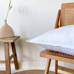 Linen Cushion Cover in White, Throw Pillow With Edge, Zipper Cover, Accent - thumbnail 3