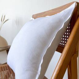 Linen Cushion Cover in White, Throw Pillow With Edge, Zipper Cover, Accent - thumbnail 2