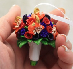 Wedding Bouquet Mini Replica Custom Ornament - Gift First Anniversary Newlyweds Clay Shop