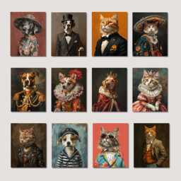 Custom Pet Portrait, Cat Dog Lover Gift, Funny Painting, Wall Decor, Personalized - thumbnail 1