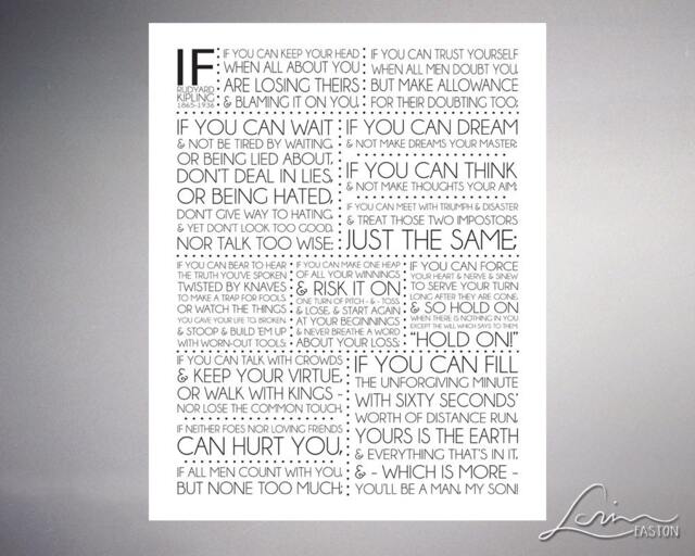 If By Rudyard Kipling - Inspiration Poster Print -8x10, 8x12, 11x14, 16x20, 20x24, 24x30