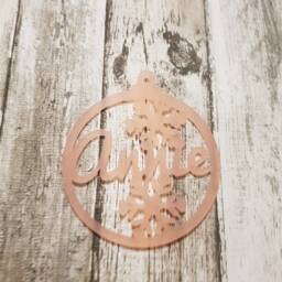 Personalised Acrylic Christmas Tree Name Snowflake Decoration Bauble - thumbnail 4