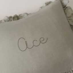 Hand-Embroidered Nursery Pillow - Custom Name - thumbnail 4