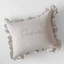 Hand-Embroidered Nursery Pillow - Custom Name - thumbnail 3