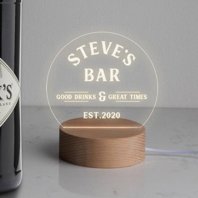Personalised Mini Led Desk Lamp - Birthday Gifts For Him Men Home Bar Accessories Man Cave D??cor 7 Light Colour Options - image 1