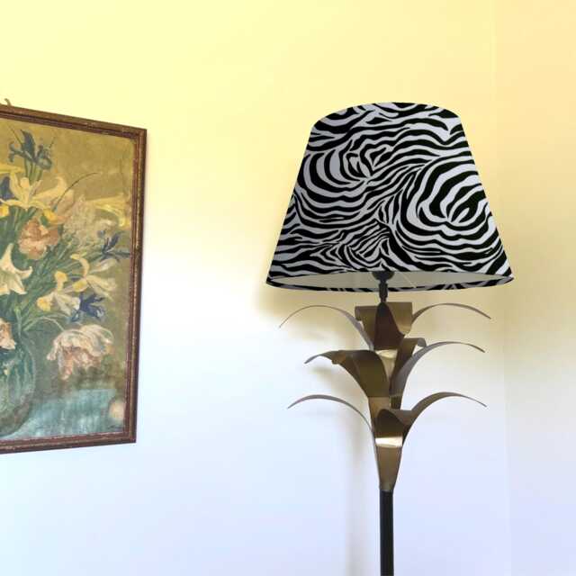 Zebra Print Cotton Empire Lampshade, Black & White - image 1
