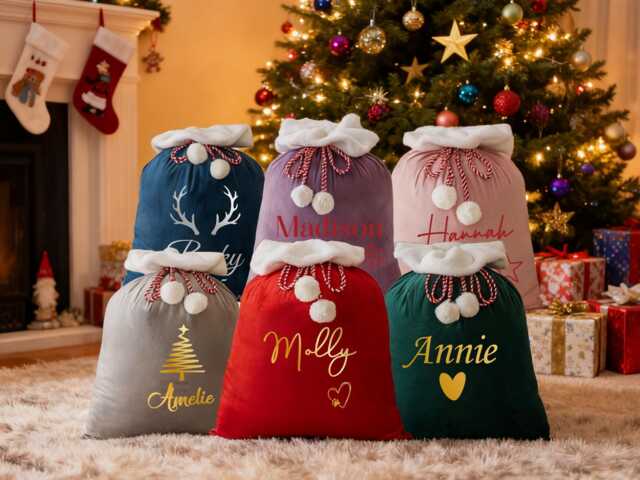 Personalized Large Santa Sack, Custom Christmas Gift Bag, Stocking Sack With Name, Presents Xmas Bag For Kids, Holiday - image 1