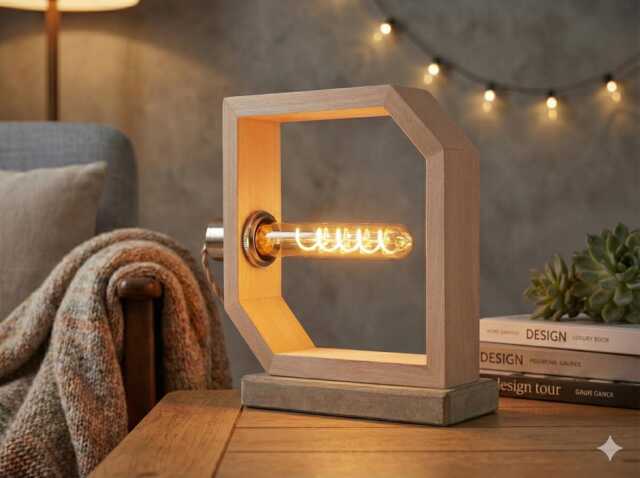 Minimalist Modern Concrete Table Lamp - Designer Light Industrial Living Room & Desk Lamp, Handmade - image 1