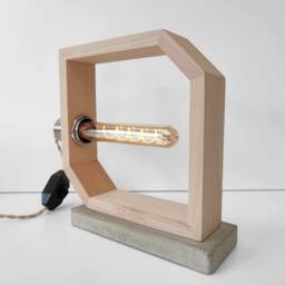 Minimalist Modern Concrete Table Lamp - Designer Light Industrial Living Room & Desk Lamp, Handmade - thumbnail 2