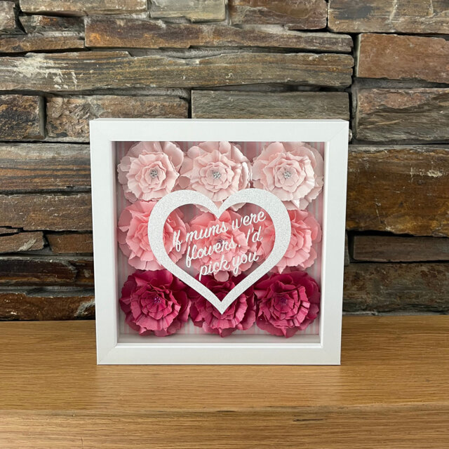 Pink Personalised Flower Picture/Personalised Frame/Mothers Day Gift/Birthday Gift/Handmade Paper Picture/Paper Anniversary - image 1