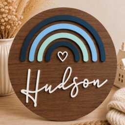 Children's Name Sign, Rainbow Wall Plaque, Kids Room Decor - thumbnail 3