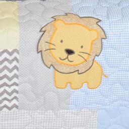Baby Blue Blanket Elephant Boy Quilt, Crib Safari Bedding, Yellow Giraffe, Lion Gray Blanket - thumbnail 3