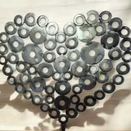 Handcrafted Brushed Steel Heart Sculpture Custom Brass Plaque, Irish Oak Base - thumbnail 2