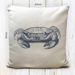 Beach Hut Crab Cushion Cover - Seaside Summer Nautical Theme Caravan, Camper, House Home Decor 40cm 16 Inches - thumbnail 3