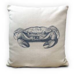 Beach Hut Crab Cushion Cover - Seaside Summer Nautical Theme Caravan, Camper, House Home Decor 40cm 16 Inches - thumbnail 1