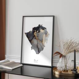 Barnet, North London Map Black & Gold Wall Art Print - England United Kingdom Great Britain - thumbnail 1