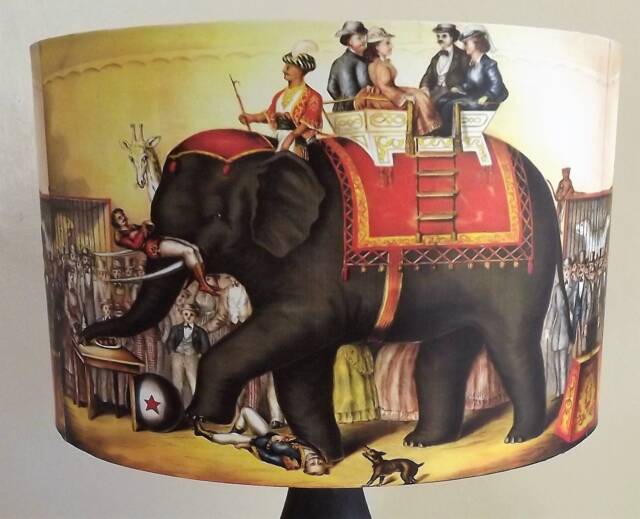 Circus Lampshade, No1, Victorian, Elephant, Giraffe, Vintage, Shabby Chic, Free Gift, Fatta Da Mamma - image 1